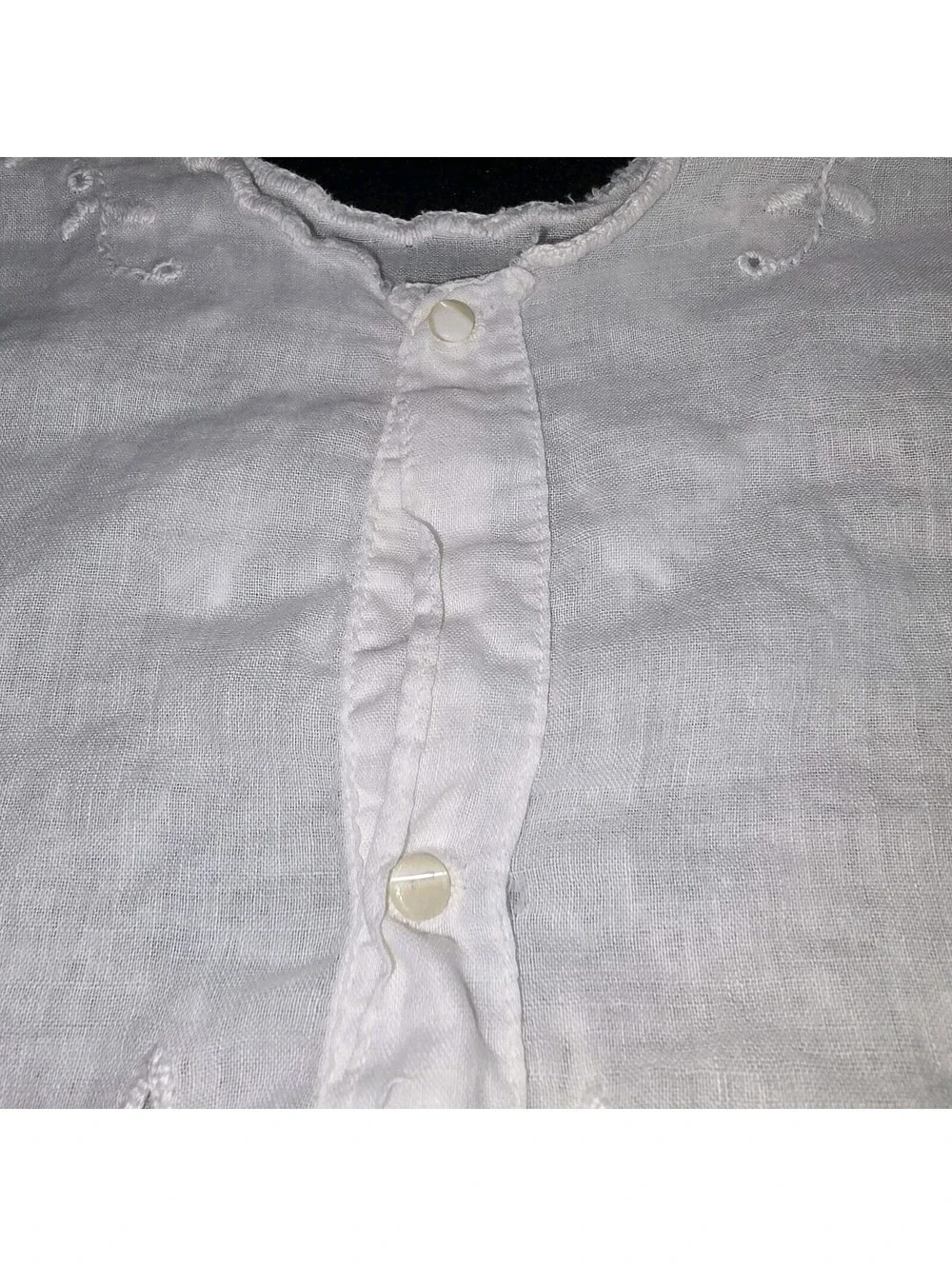 VTG/Antique Handmade White Floral Embroidery Eyelets Sheer Layer Baby Dress 2-3T